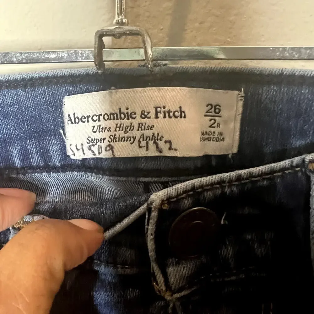 Abercrombie & Fitch Ultra High Rise Super‎ Skinny Ankle Denim Jeans Size 26/2R